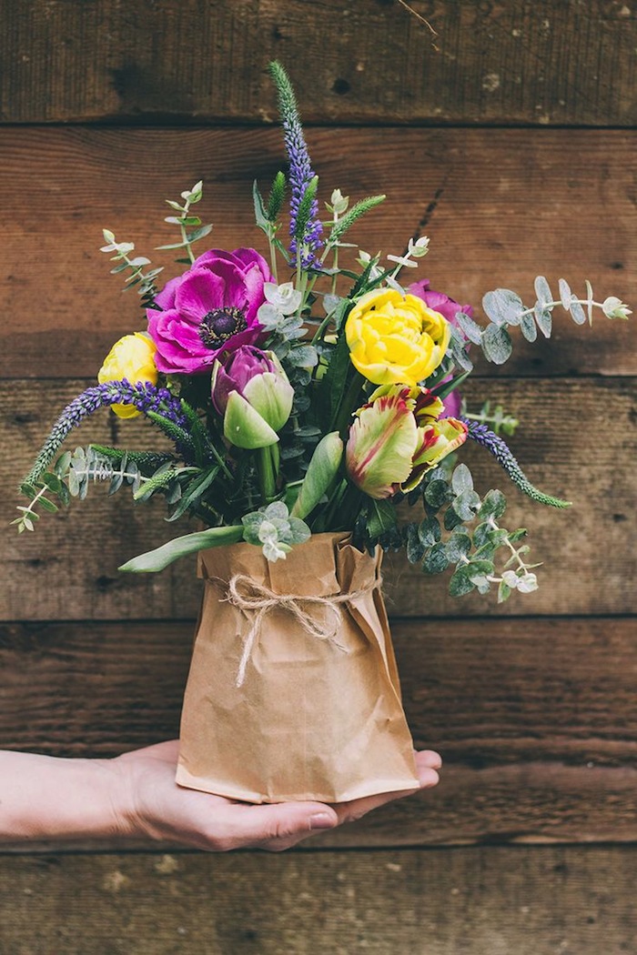 flower arrangements brown bag