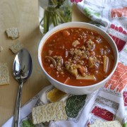 spicy lentil and soy chorizo soup