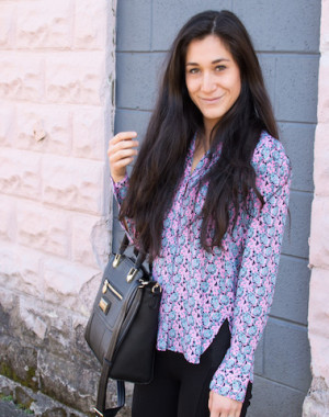 batik pink and blue blouse banana republic