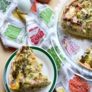 cheddar, ham, mushroom and broccoli quiche