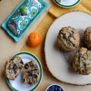 banana chocolate chip muffins made with coconut oil